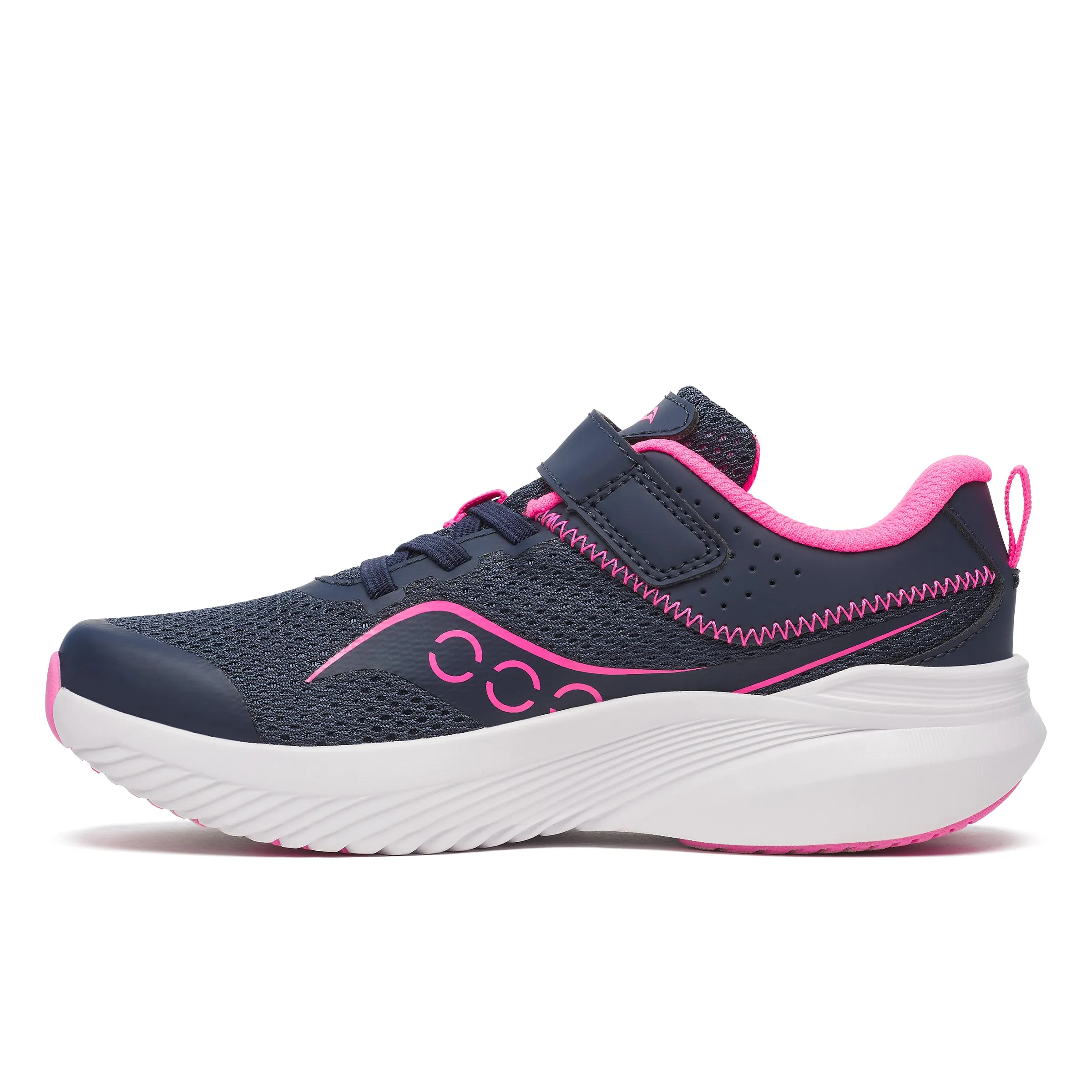 Saucony Kinvara - KIds Velcro Trainer in Navy/Pink