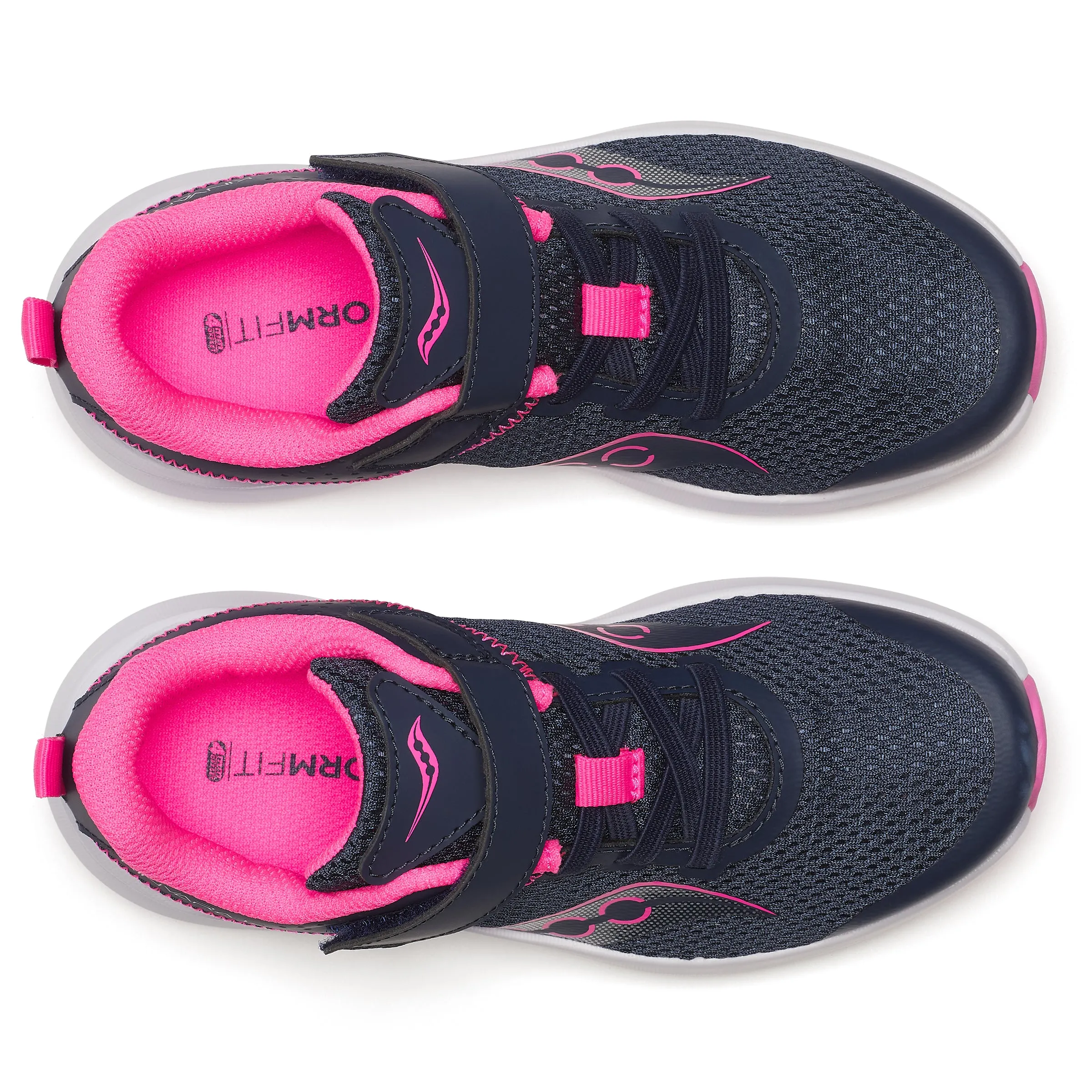 Saucony Kinvara - KIds Velcro Trainer in Navy/Pink