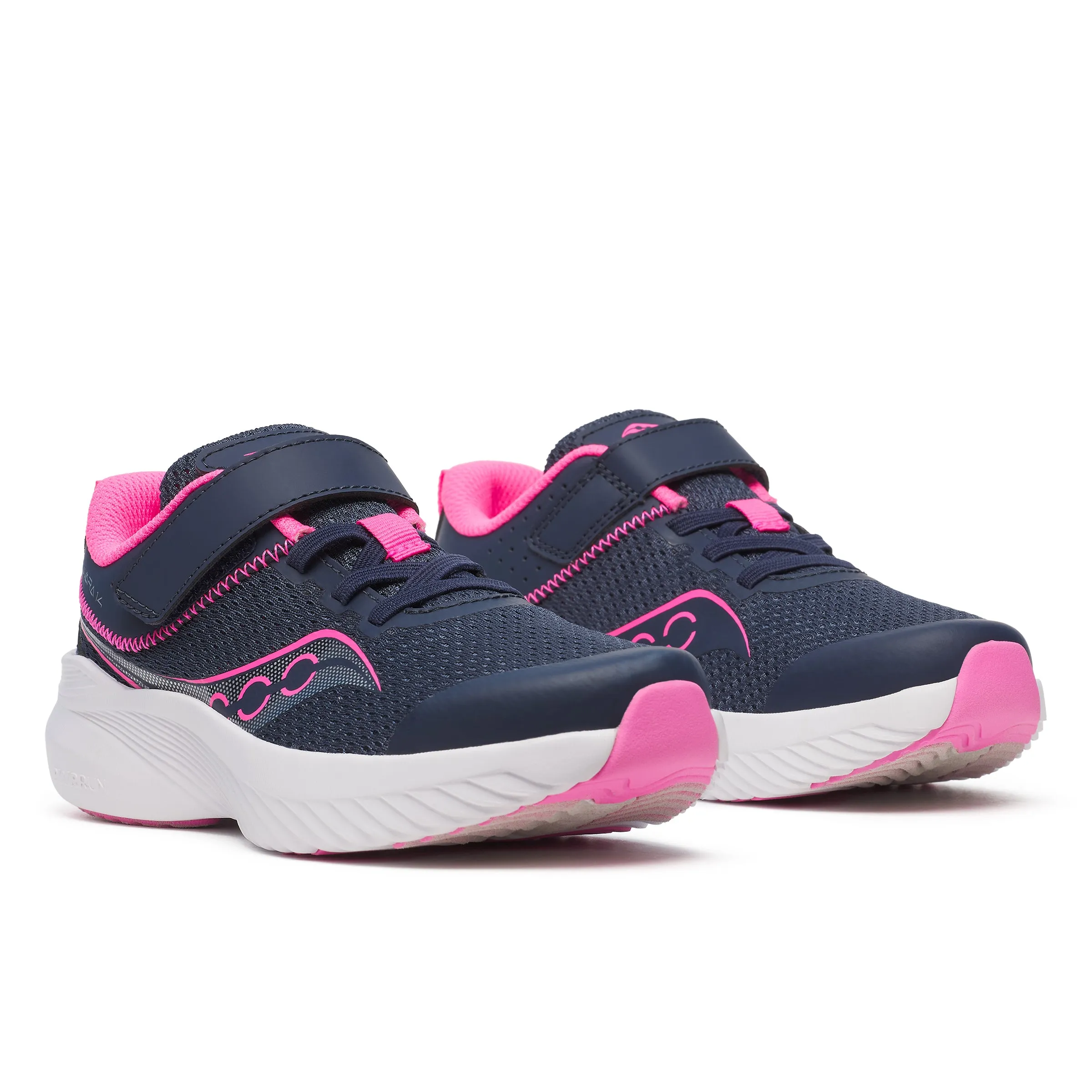 Saucony Kinvara - KIds Velcro Trainer in Navy/Pink