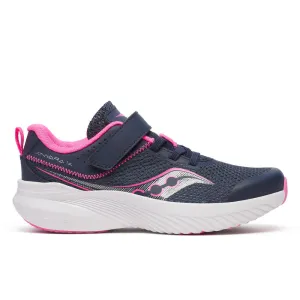 Saucony Kinvara - KIds Velcro Trainer in Navy/Pink