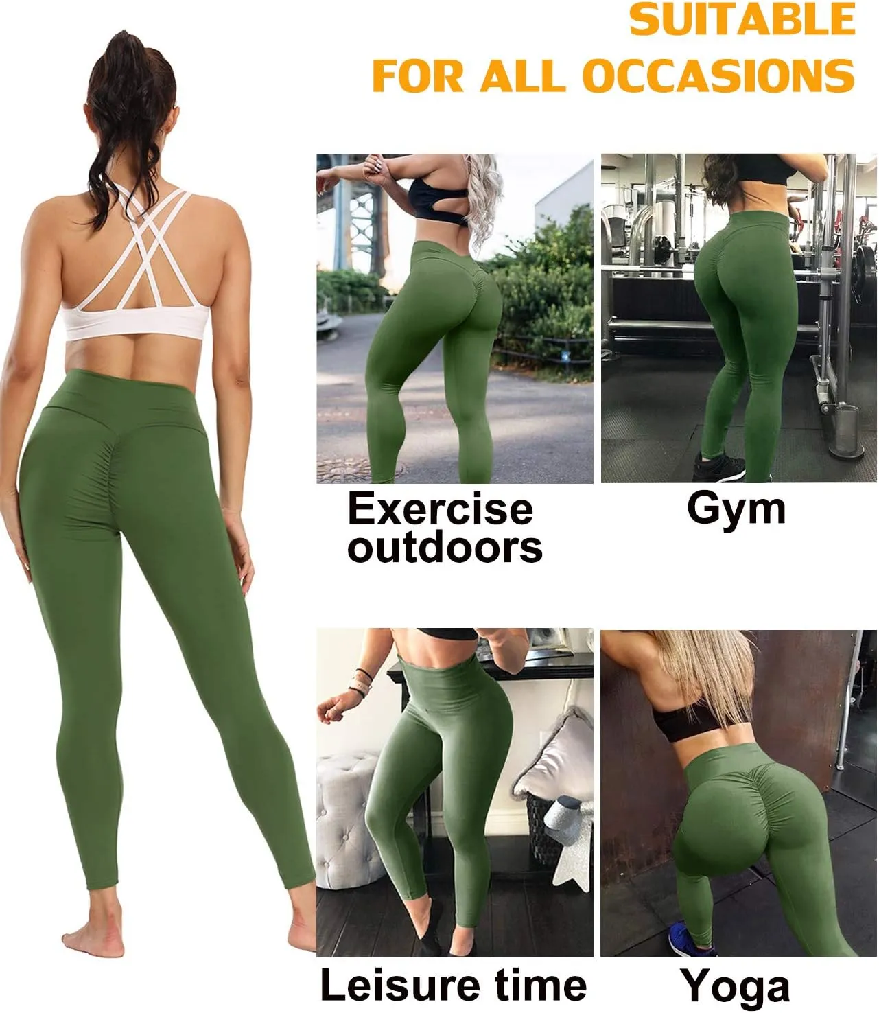 Scrunch Butt Lifting Ruched Leggings for Women High Waisted Textured Tummy Control Push Up Yoga Pants
