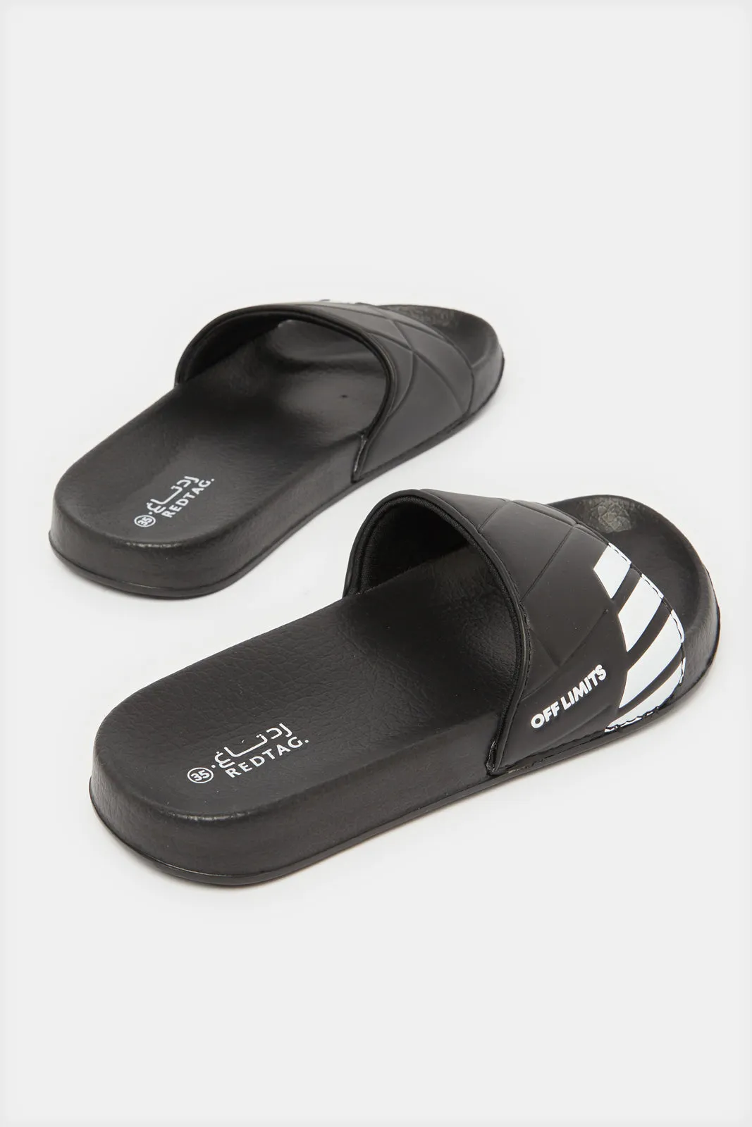 Senior Boys Black Textured Slide