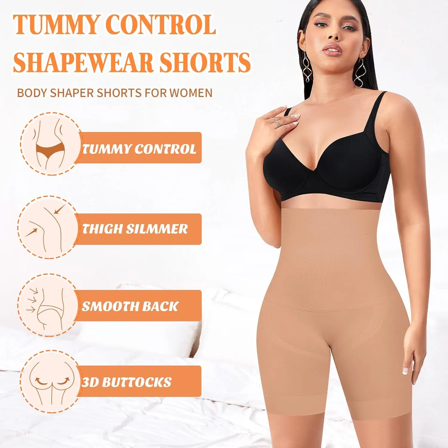Shapewear Shorts Tummy Control for Women High Waisted Body Shaper Underwear Slimming Slip Shorts Under Dresses