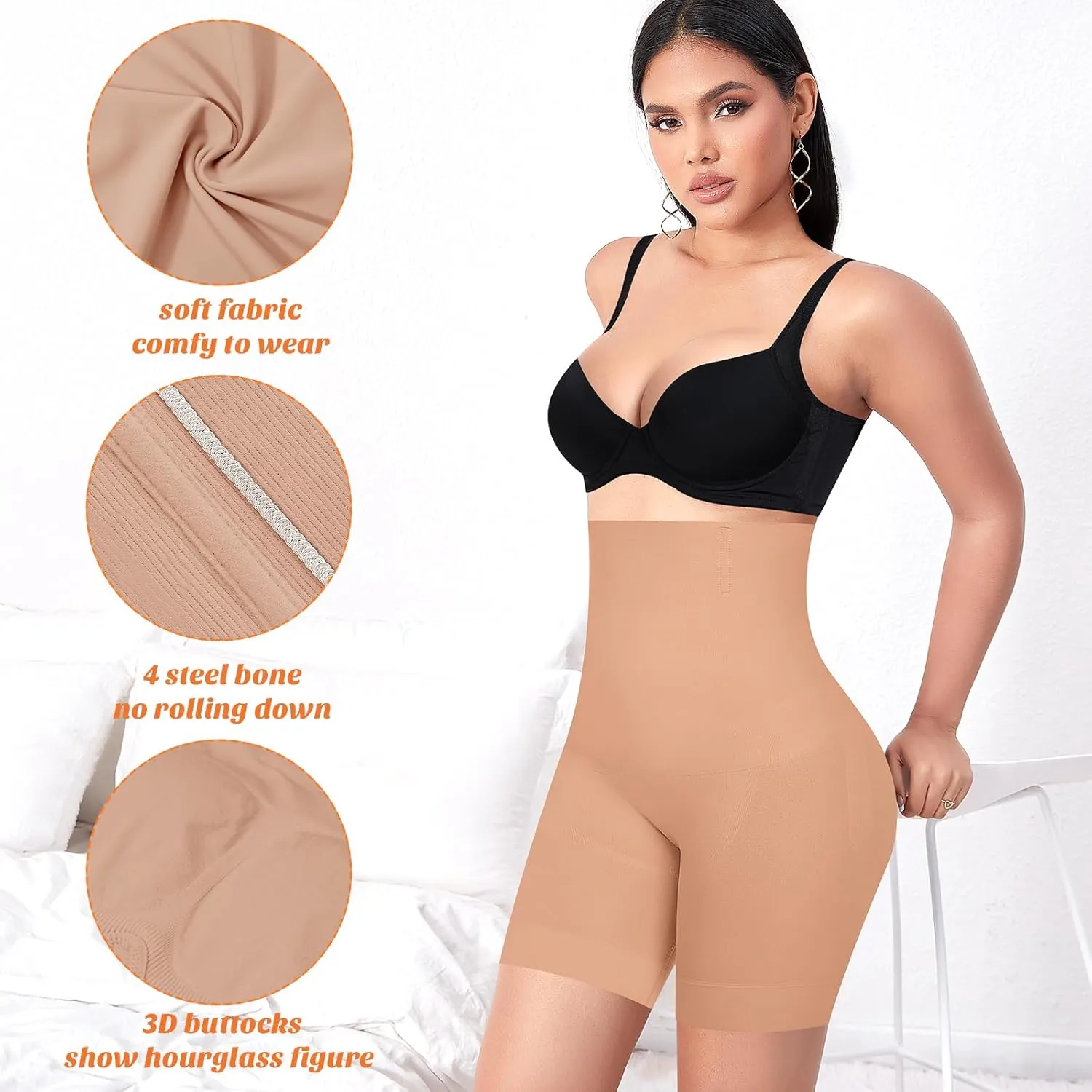 Shapewear Shorts Tummy Control for Women High Waisted Body Shaper Underwear Slimming Slip Shorts Under Dresses