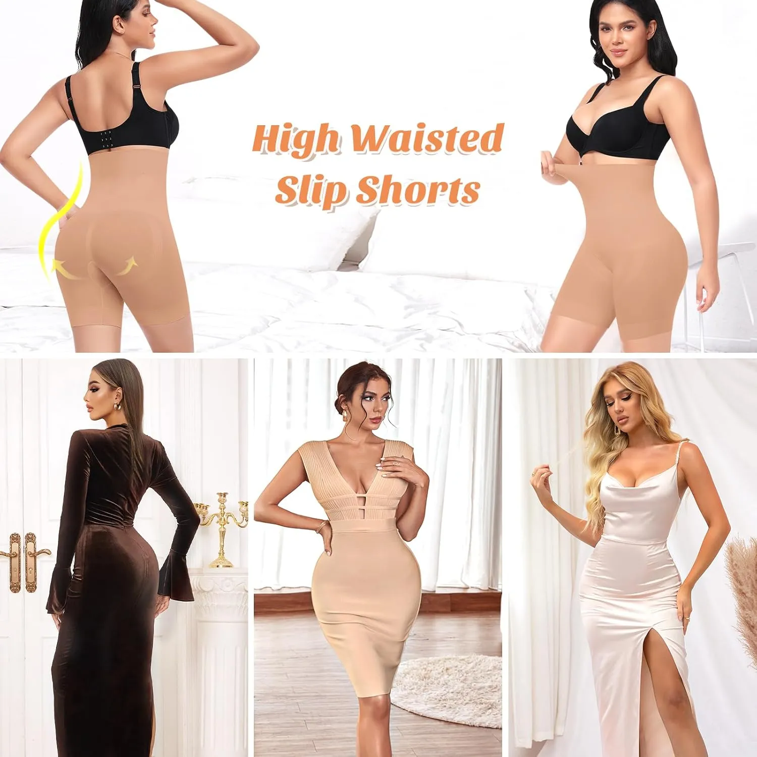 Shapewear Shorts Tummy Control for Women High Waisted Body Shaper Underwear Slimming Slip Shorts Under Dresses