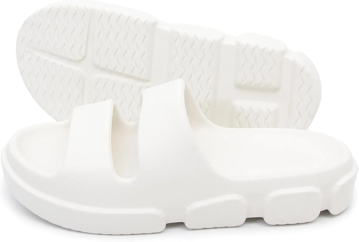 SHEYOUNG Slide Sandals for Women Indoor Outdoor, House Slippers for Woman, Non Slip Rubber Shower Slides, Two Strap Arch Support Sandals