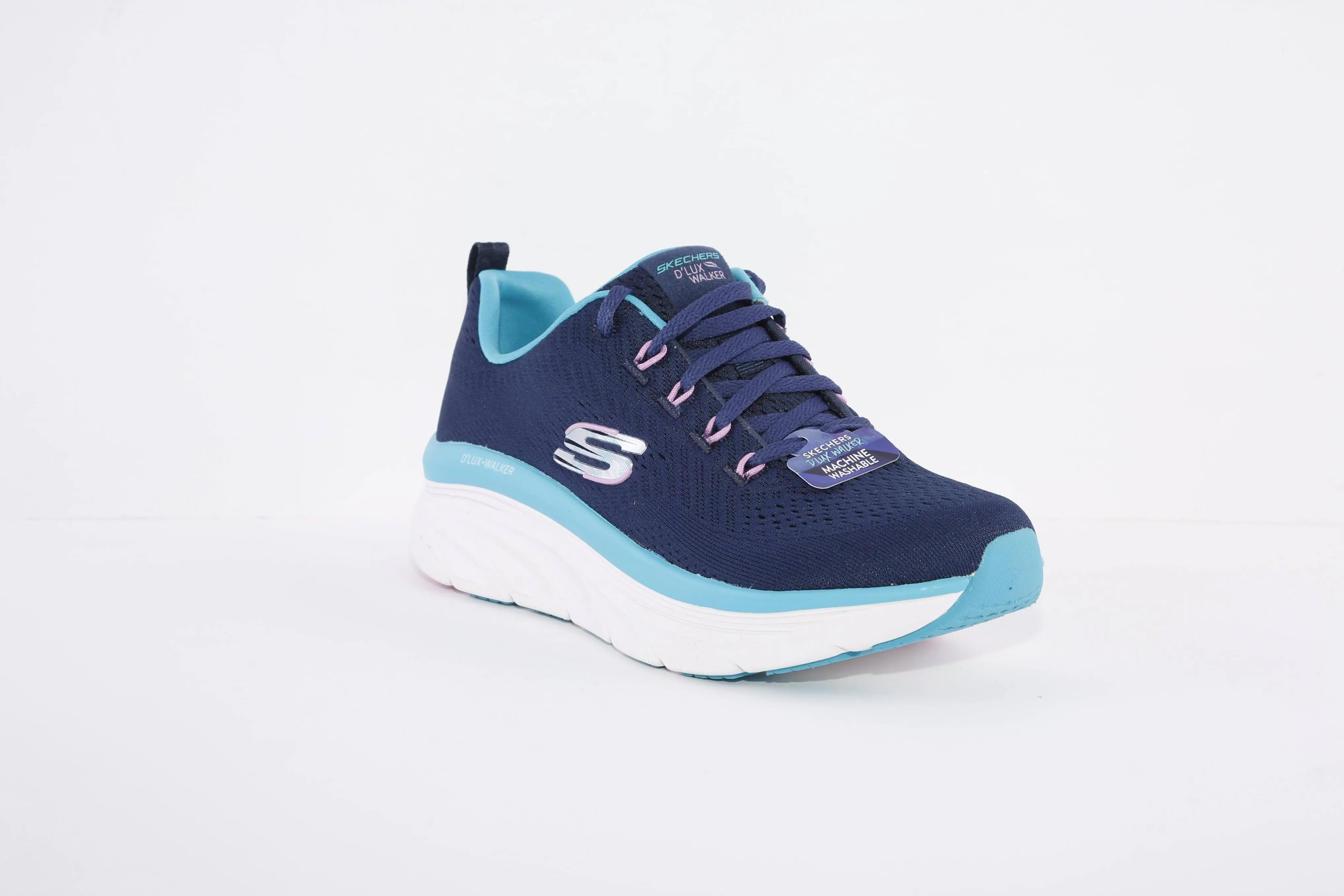 SKECHERS - 149368 D'LUX WALKER-FRESH FINESSE LACED TRAINER - NAVY/TURQUOISE