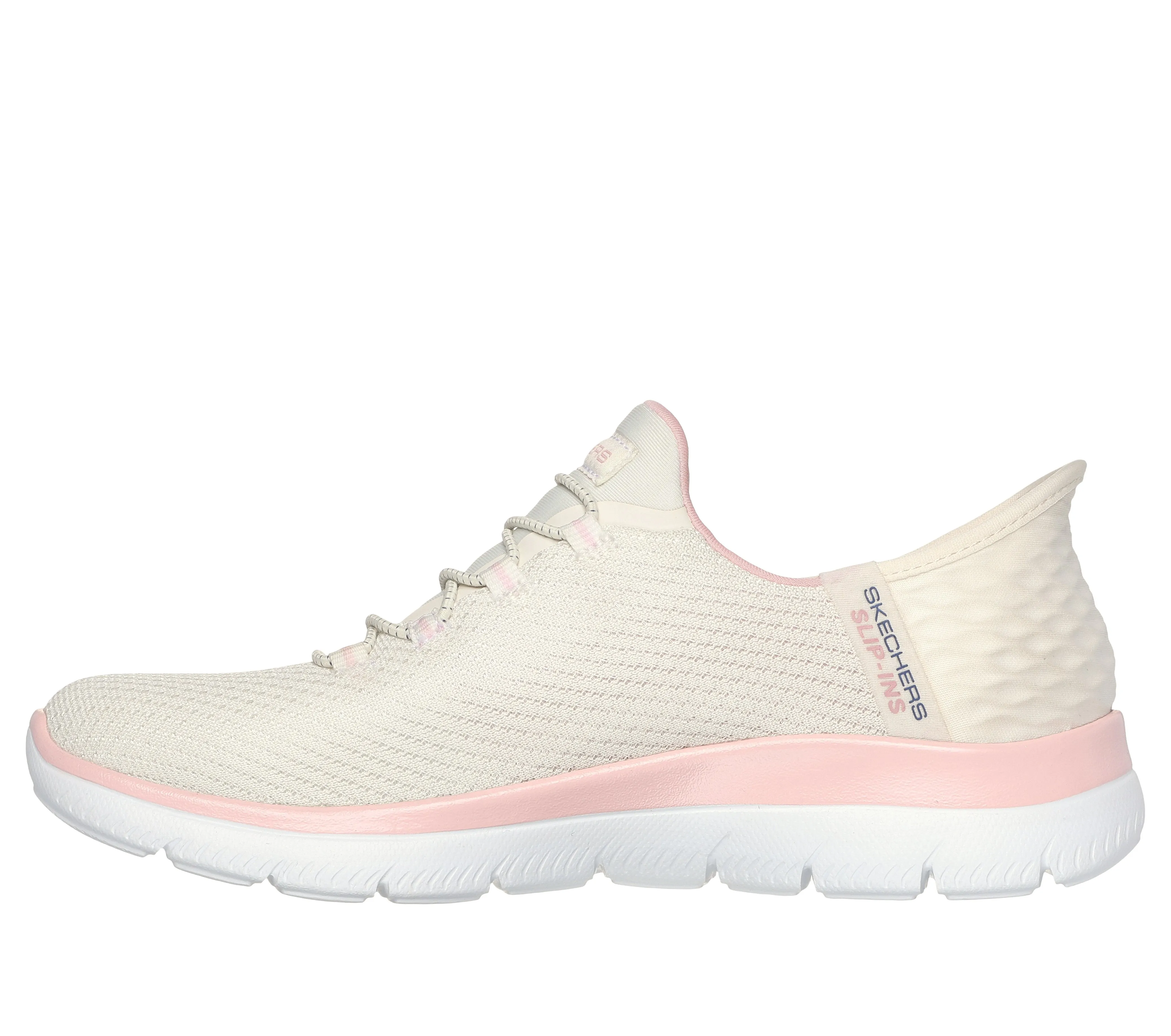 SKECHERS - 150123 SUMMITS DIAMOND DREAM-BUNGEE SLIP-IN TRAIN - NATURAL/PINK