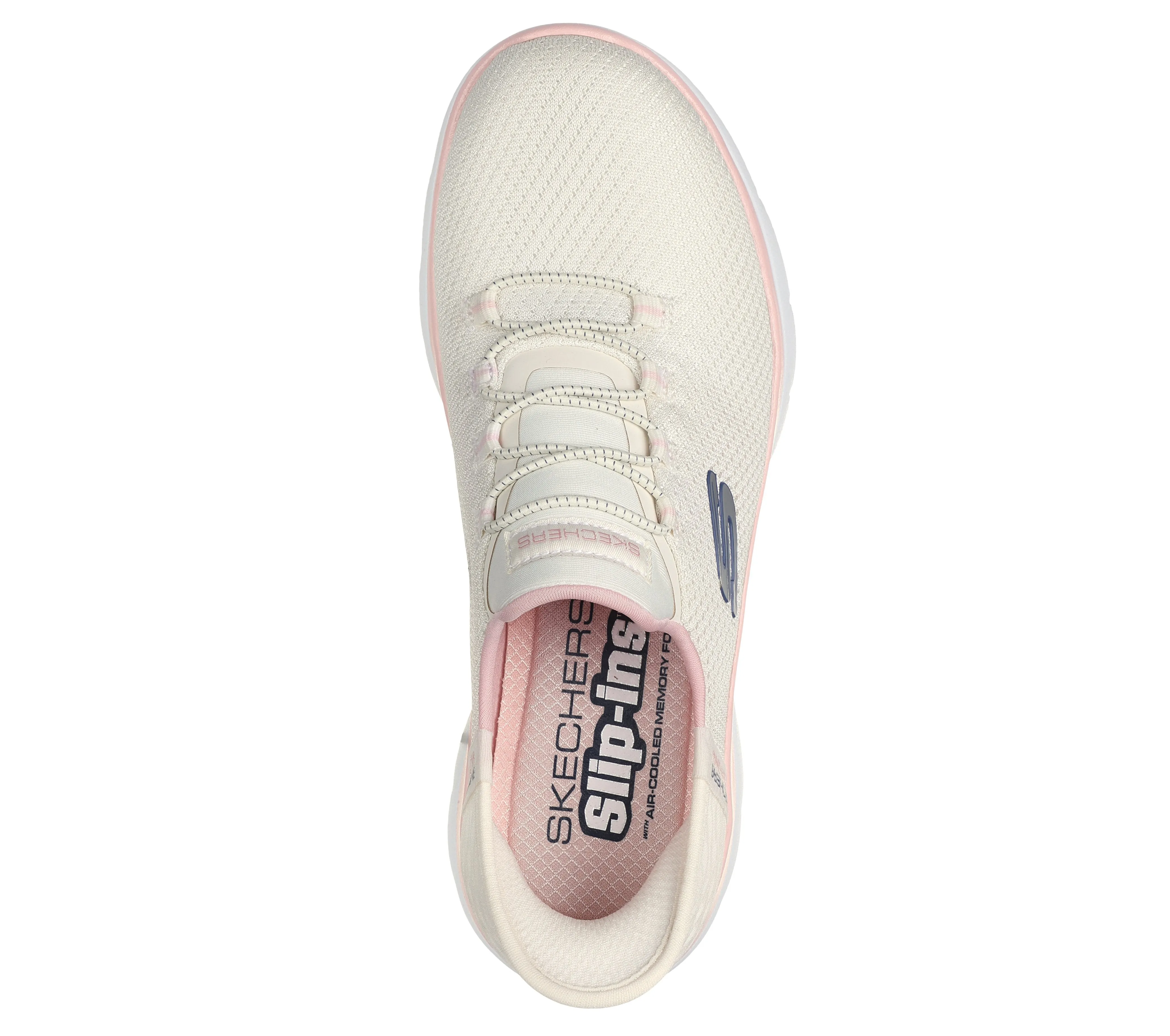 SKECHERS - 150123 SUMMITS DIAMOND DREAM-BUNGEE SLIP-IN TRAIN - NATURAL/PINK