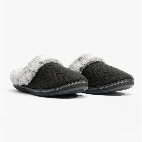 Skechers 167225/BLK COZY CAMPFIRE Womens Mule Slippers Black