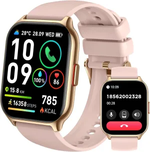 SKG Smart Watch for Men Women(Answer/Make Call) 1.95" Smartwatch for Android iPhone, 123  Sports Fitness Tracker with Game/Calculator/Weather IP68 Waterproof Heart Rate SpO2 Sleep Monitor, V7-2