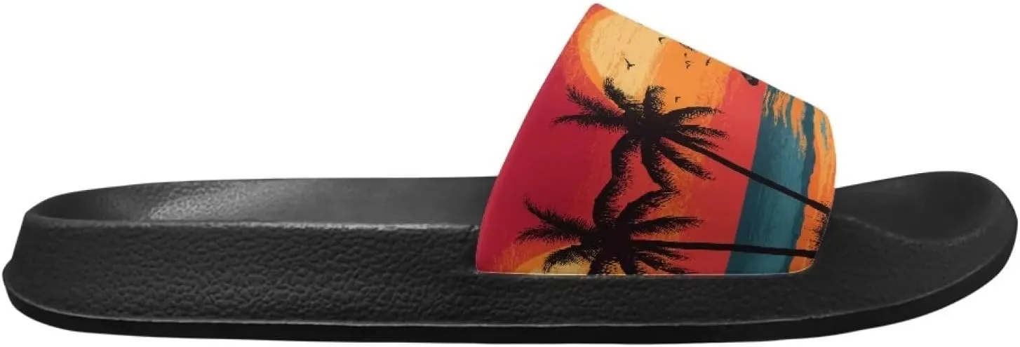 Skull Rose Sandals for Women Gothic Slippers Open Toe Slides Beach Shower Flip-Flops EVA Sole Lightweight