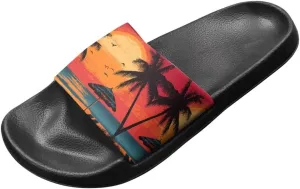 Skull Rose Sandals for Women Gothic Slippers Open Toe Slides Beach Shower Flip-Flops EVA Sole Lightweight