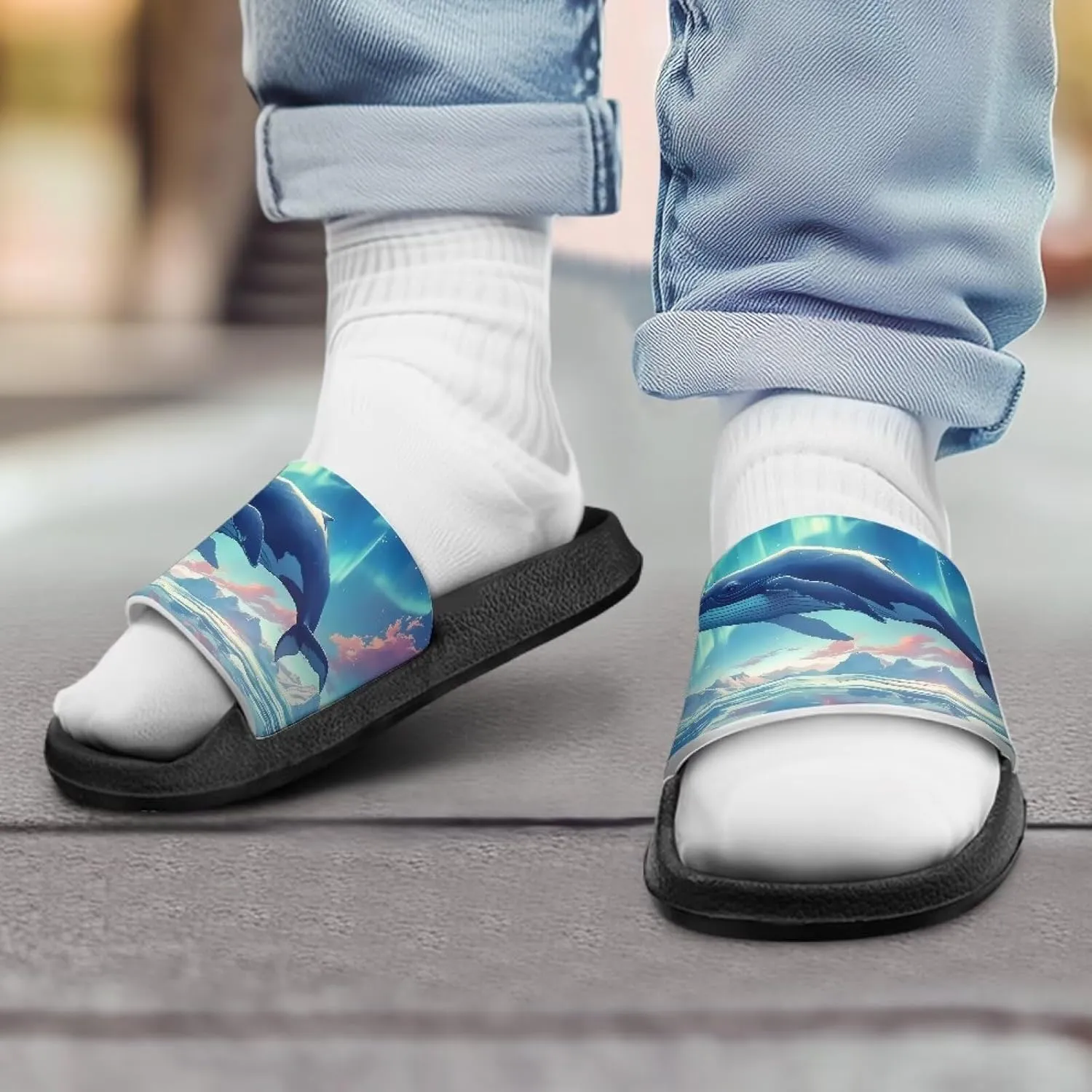 Slides for Kids, Toddler Slippers Shower Bathroom Non-Slip Open Toe Super Soft Thick Sole Cozy Boys Home House Cushion Slide Sandals for Indoor Outdoor