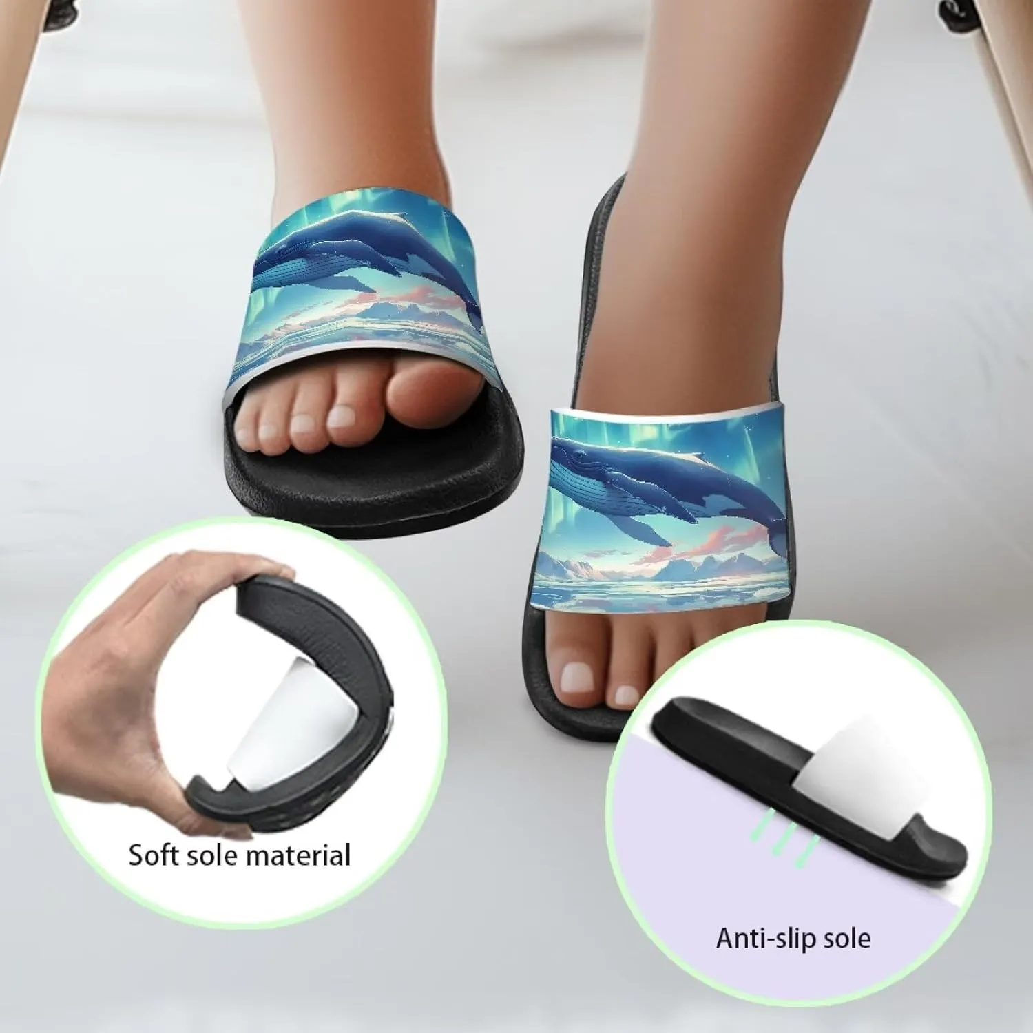 Slides for Kids, Toddler Slippers Shower Bathroom Non-Slip Open Toe Super Soft Thick Sole Cozy Boys Home House Cushion Slide Sandals for Indoor Outdoor