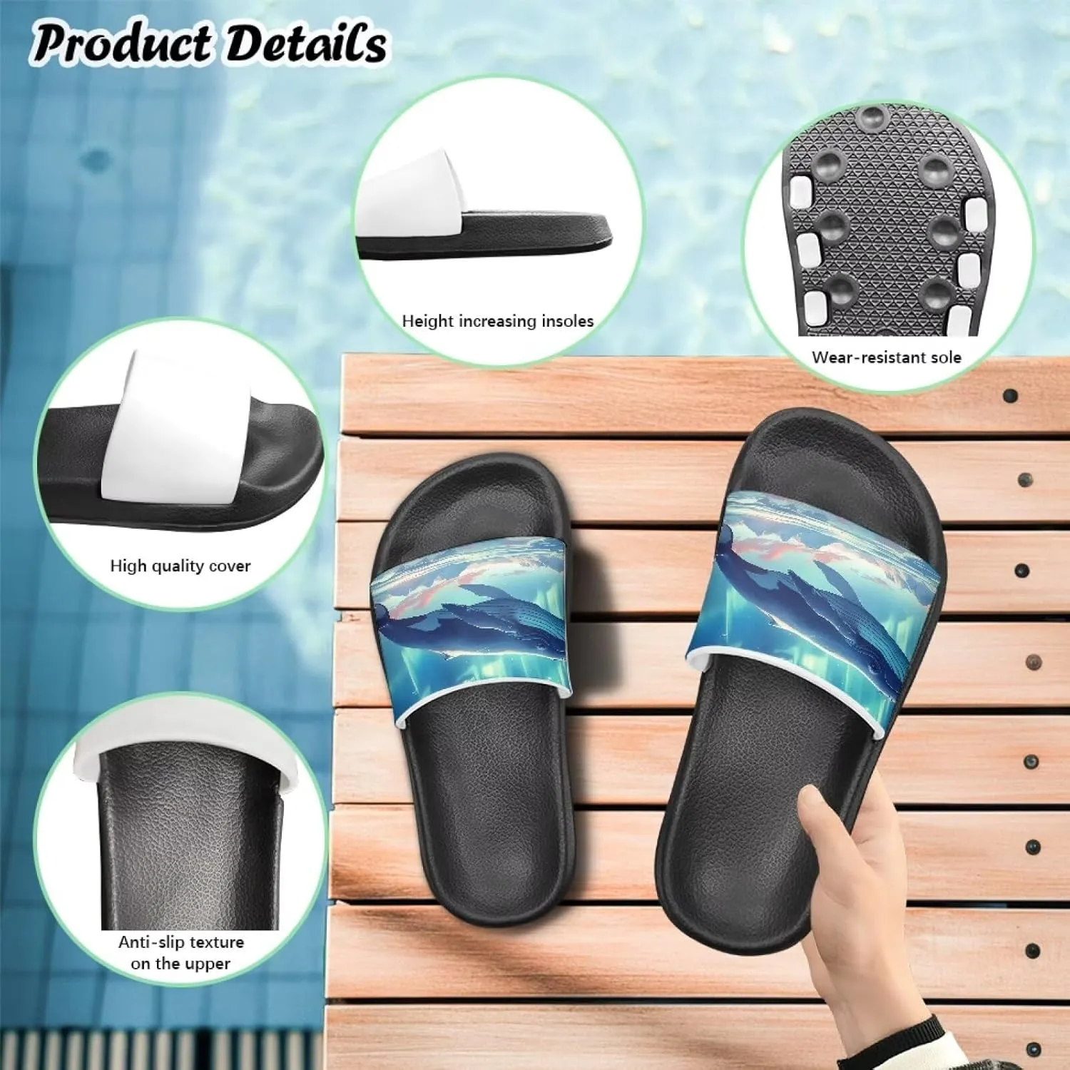 Slides for Kids, Toddler Slippers Shower Bathroom Non-Slip Open Toe Super Soft Thick Sole Cozy Boys Home House Cushion Slide Sandals for Indoor Outdoor