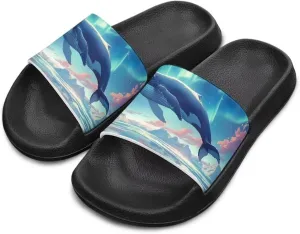 Slides for Kids, Toddler Slippers Shower Bathroom Non-Slip Open Toe Super Soft Thick Sole Cozy Boys Home House Cushion Slide Sandals for Indoor Outdoor