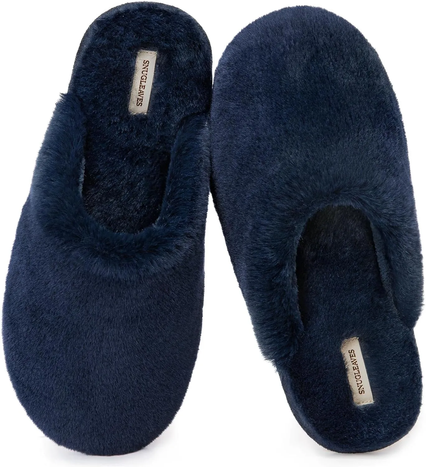 Snug Leaves Women's Fuzzy Scuff Slippers Soft Comfy Memory Foam Non-slip Indoor House Shoes