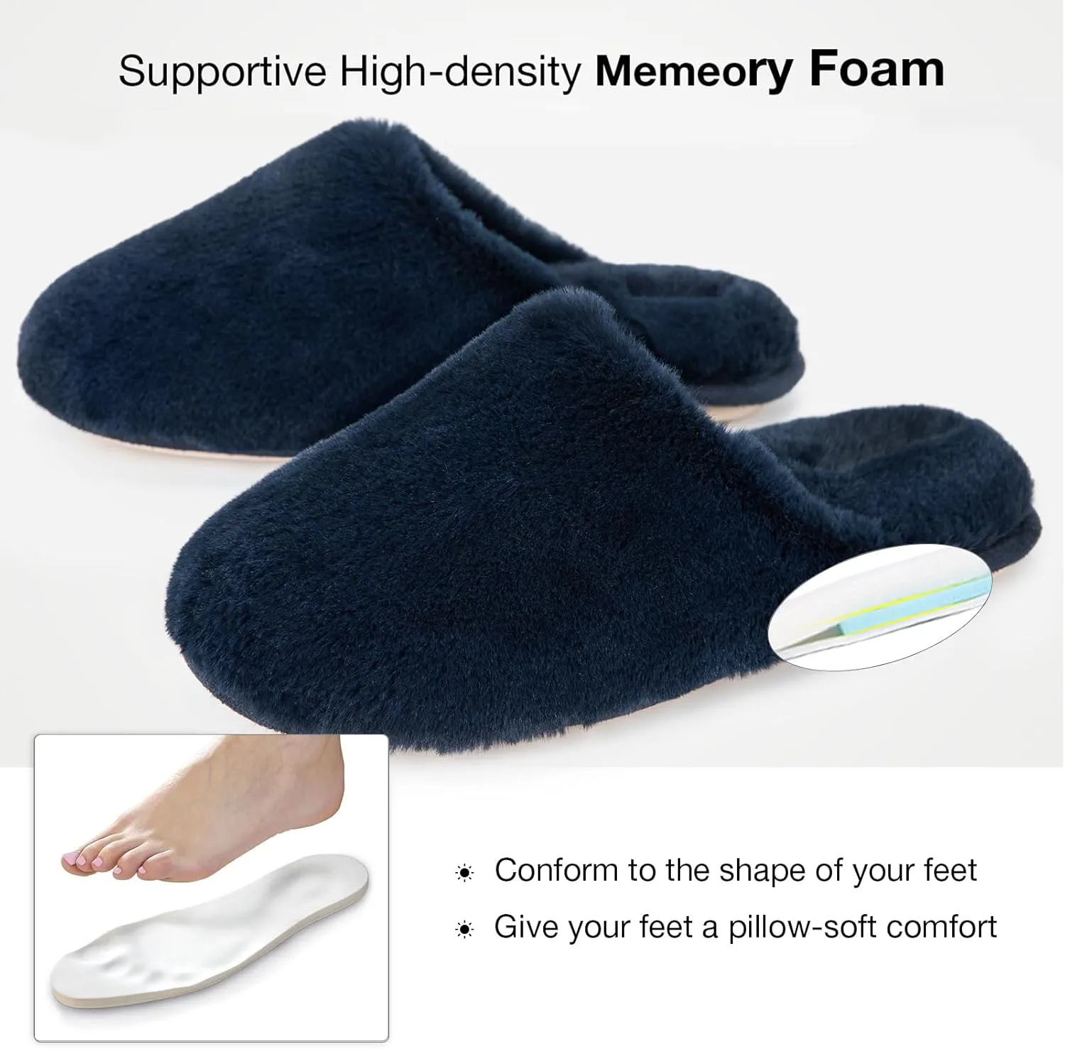 Snug Leaves Women's Fuzzy Scuff Slippers Soft Comfy Memory Foam Non-slip Indoor House Shoes