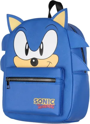 Sonic The Hedgehog Character with 3-D Ears and Quills Mini Faux Leather Backpack For Men and Women