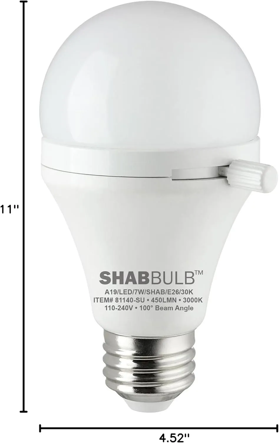 Sunlite ShabBulb, Shabbat Permissible LED Light Bulb, 7 Watt (40 Watt Equivalent) 3000K Warm White