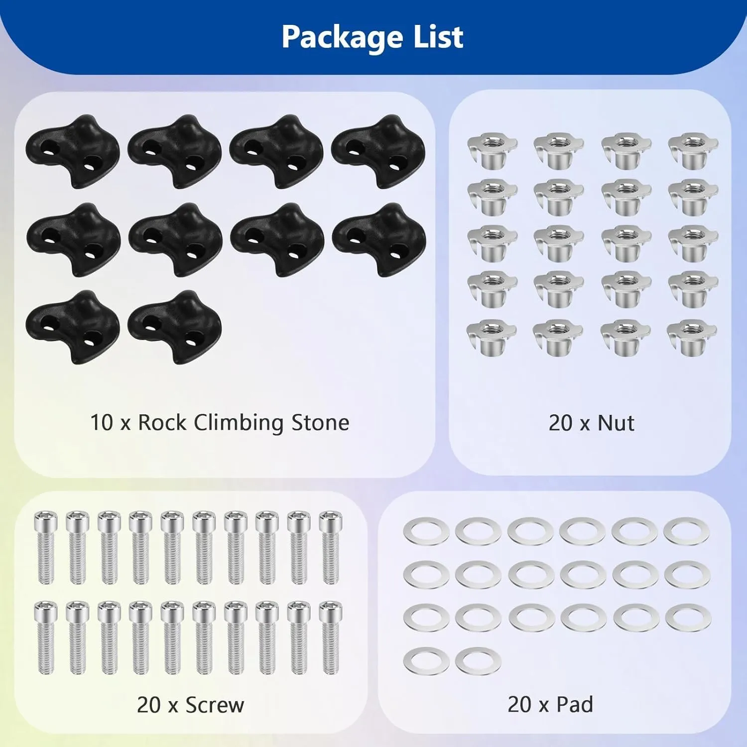 TeamSky Rock Climbing Holds,10PCS Plastic Comfortable Rock Climbing Stone Rocks Wall Stones with Screw Pad and Nut for Outdoor Indoor Climbing Frames Children Playground