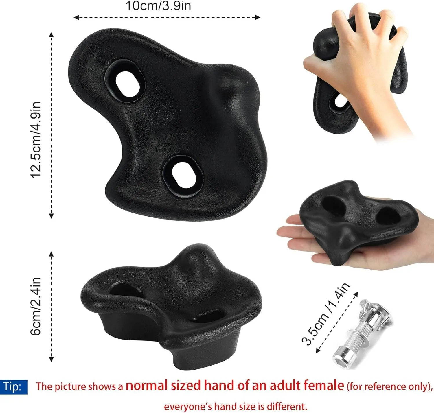TeamSky Rock Climbing Holds,10PCS Plastic Comfortable Rock Climbing Stone Rocks Wall Stones with Screw Pad and Nut for Outdoor Indoor Climbing Frames Children Playground