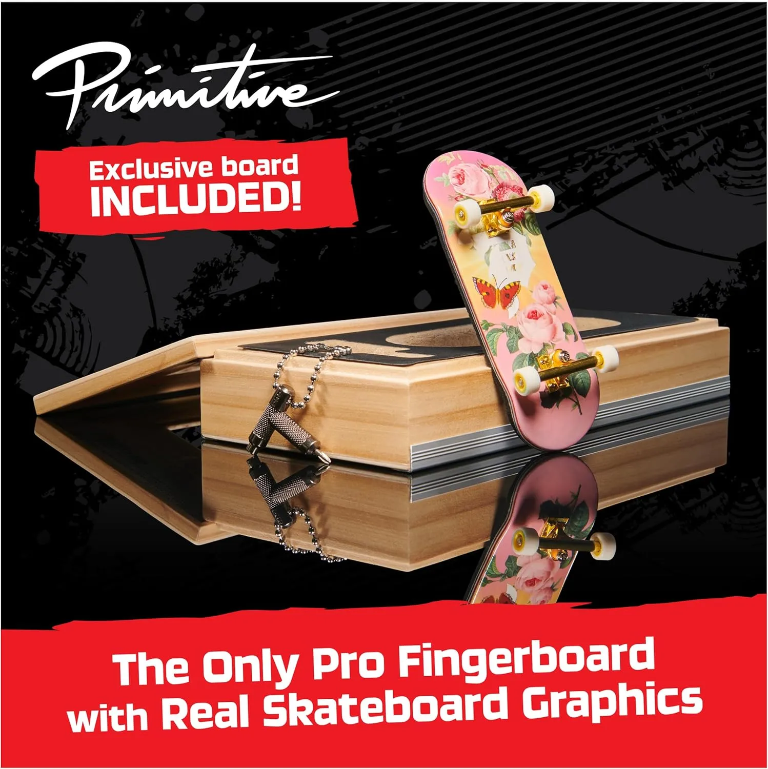 TECH DECK, Primitive Pro Series Finger Board with Storage Display, Built for Pros; Authentic Mini Skateboards, Kids Toys for Ages 6 and up