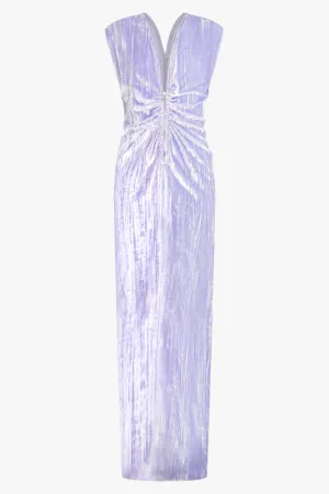 Textured Velvet Zip Long Dress | Amethyst