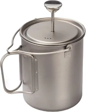 Titanium Coffee Cup with Lid 750ml French Press Pot Camping Mug with Filter Multi-Functional Outdoor Camp Cooking Pot
