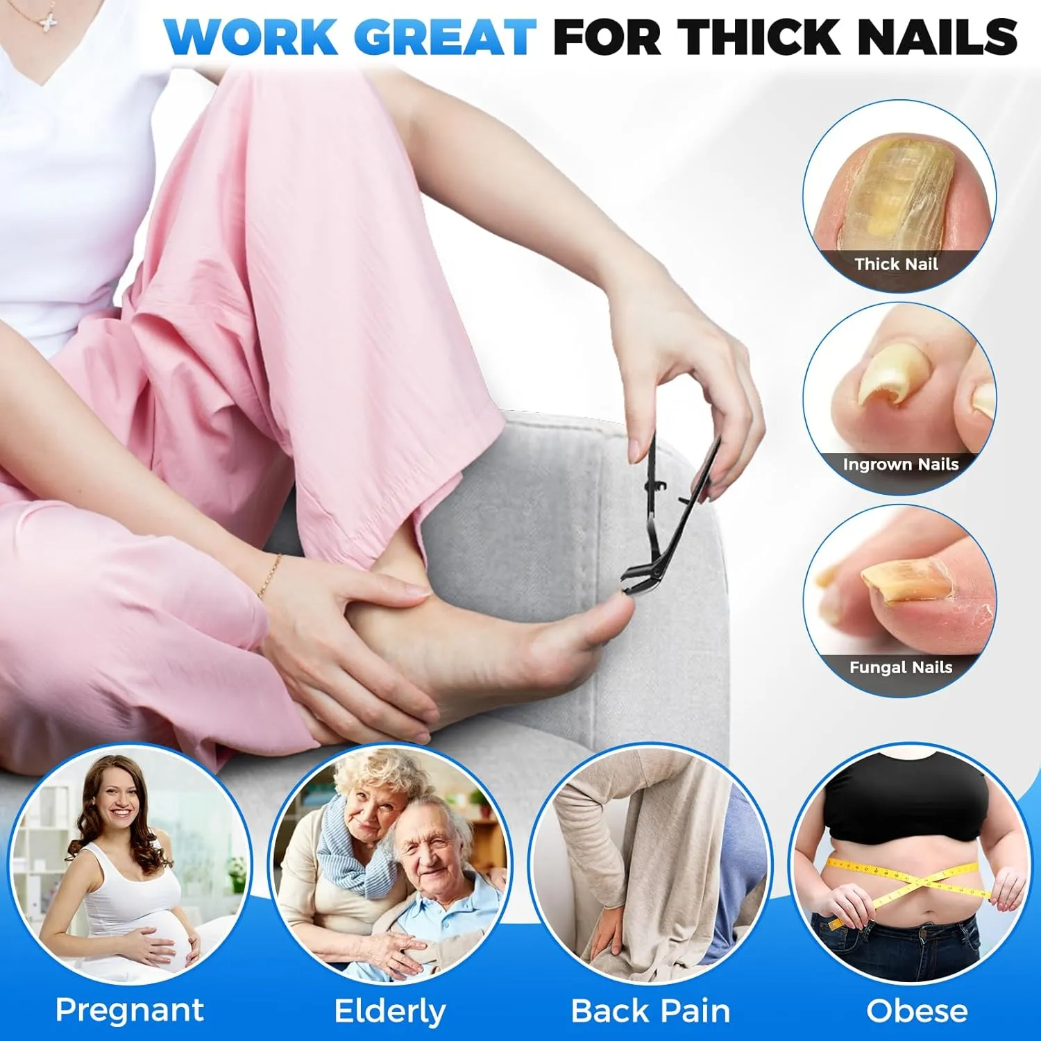 Toe Nail Clippers for Men Thick Nails for Seniors, Large Angled Nail Clippers with Catcher Ingrown Toenail Clippers for Thick Toenails, Heavy Duty Fingernail Clipper Nail Cutter Gifts for Men Dad