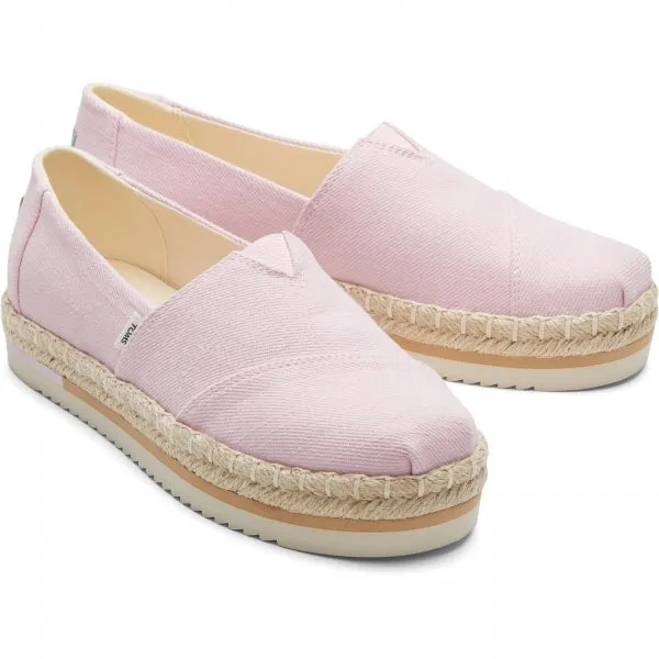 TOMS ALPARGATA PLATFORM ROPE Womens Slip-On Canvas Espadrilles Pink