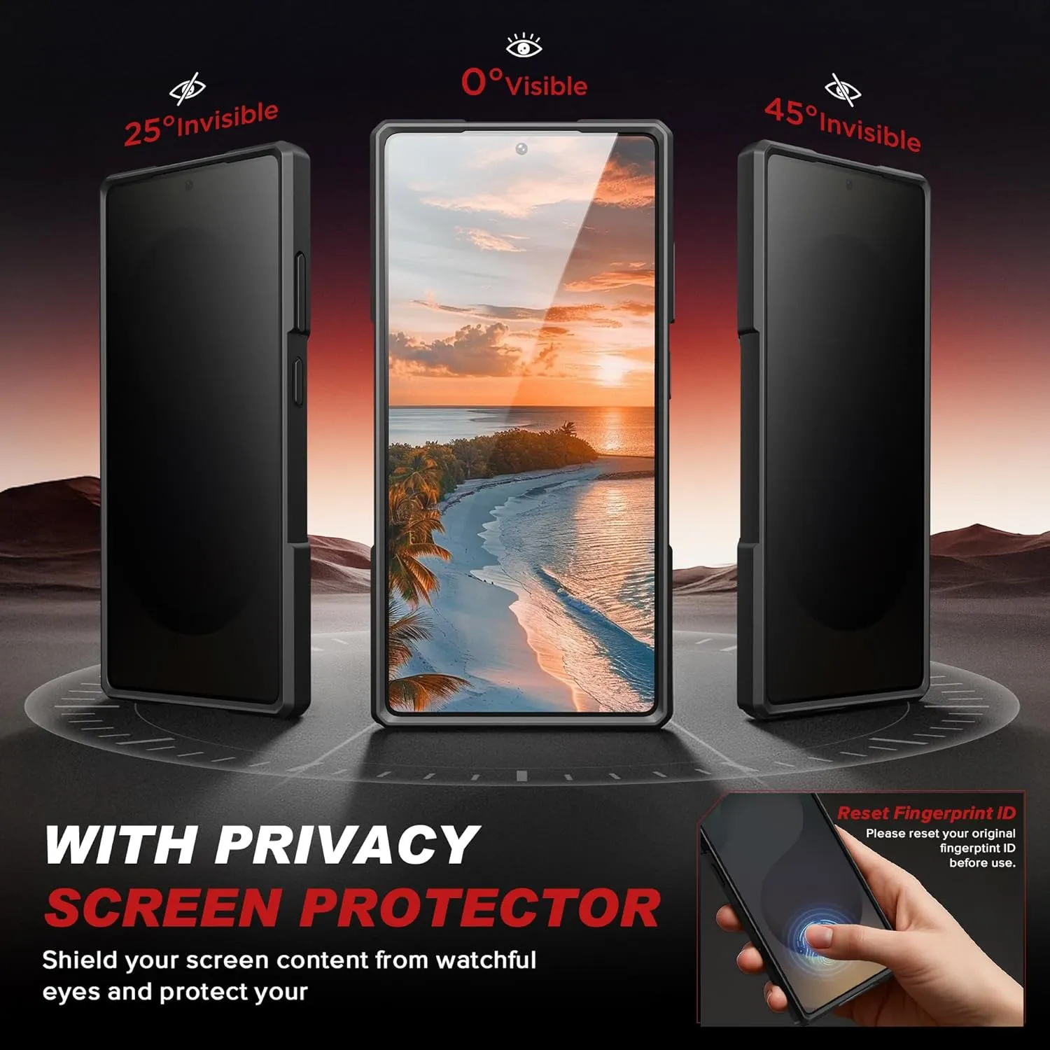 TONGATE Magnetic for Samsung Galaxy S25 Ultra Case with Privacy Screen Protector, [Compatible with MagSafe][Camera Protective Cover][Military-Grade Protection] Ring Stand Phone Case S25 Ultra, Black