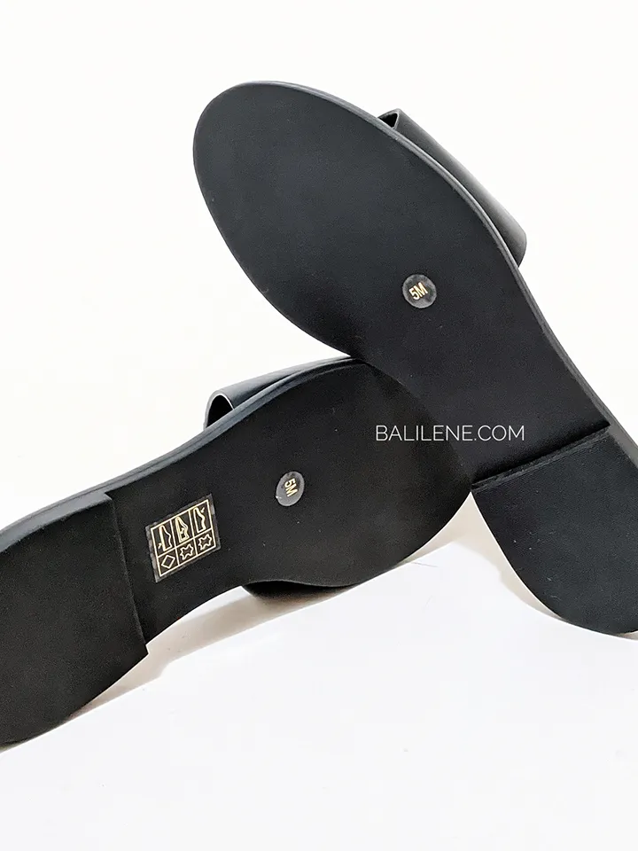 Tory Burch Ines Slide Calf Leather Metallic Black