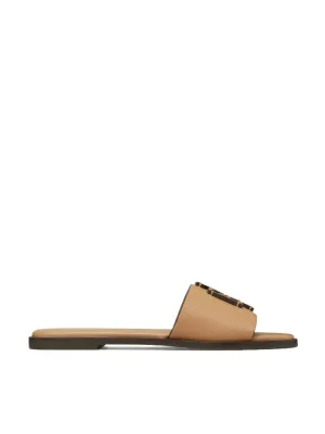 Tory Burch Ines Slide Textured Calf Leather Almond Flour