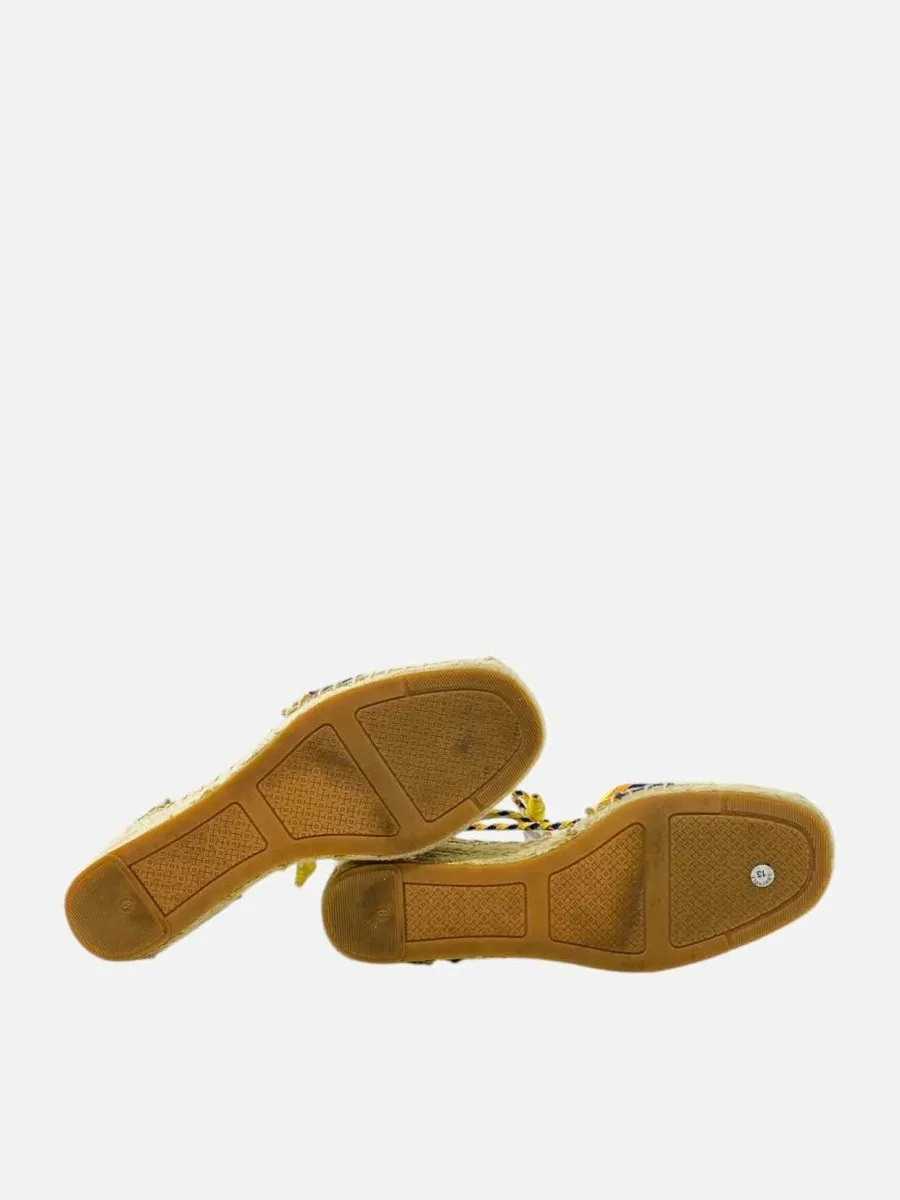 TORY BURCH Laguna Espadrille Beige Multicolor Wedges 36