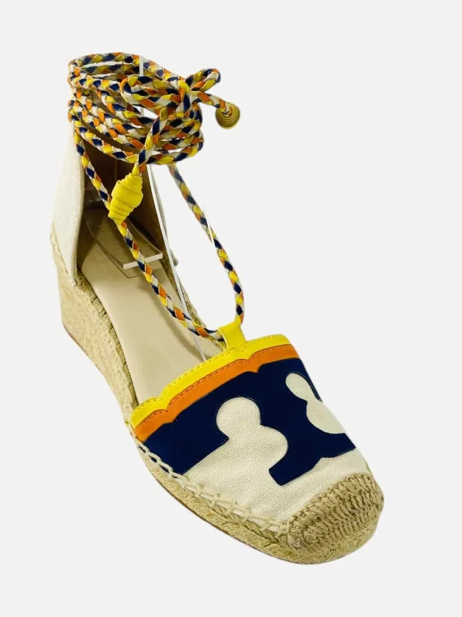 TORY BURCH Laguna Espadrille Beige Multicolor Wedges 36