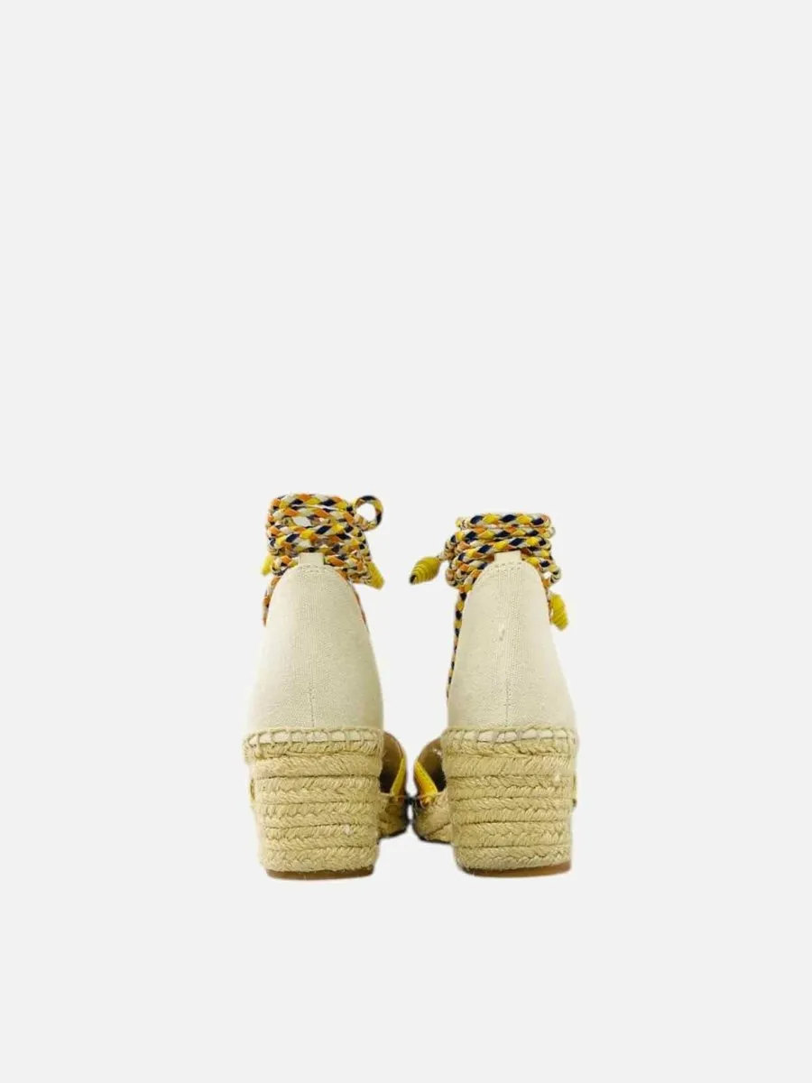 TORY BURCH Laguna Espadrille Beige Multicolor Wedges 36