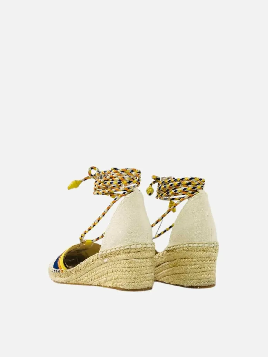 TORY BURCH Laguna Espadrille Beige Multicolor Wedges 36