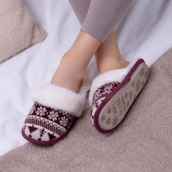 Totes Toasties FAIR ISLE Womens Mule Slippers Multi