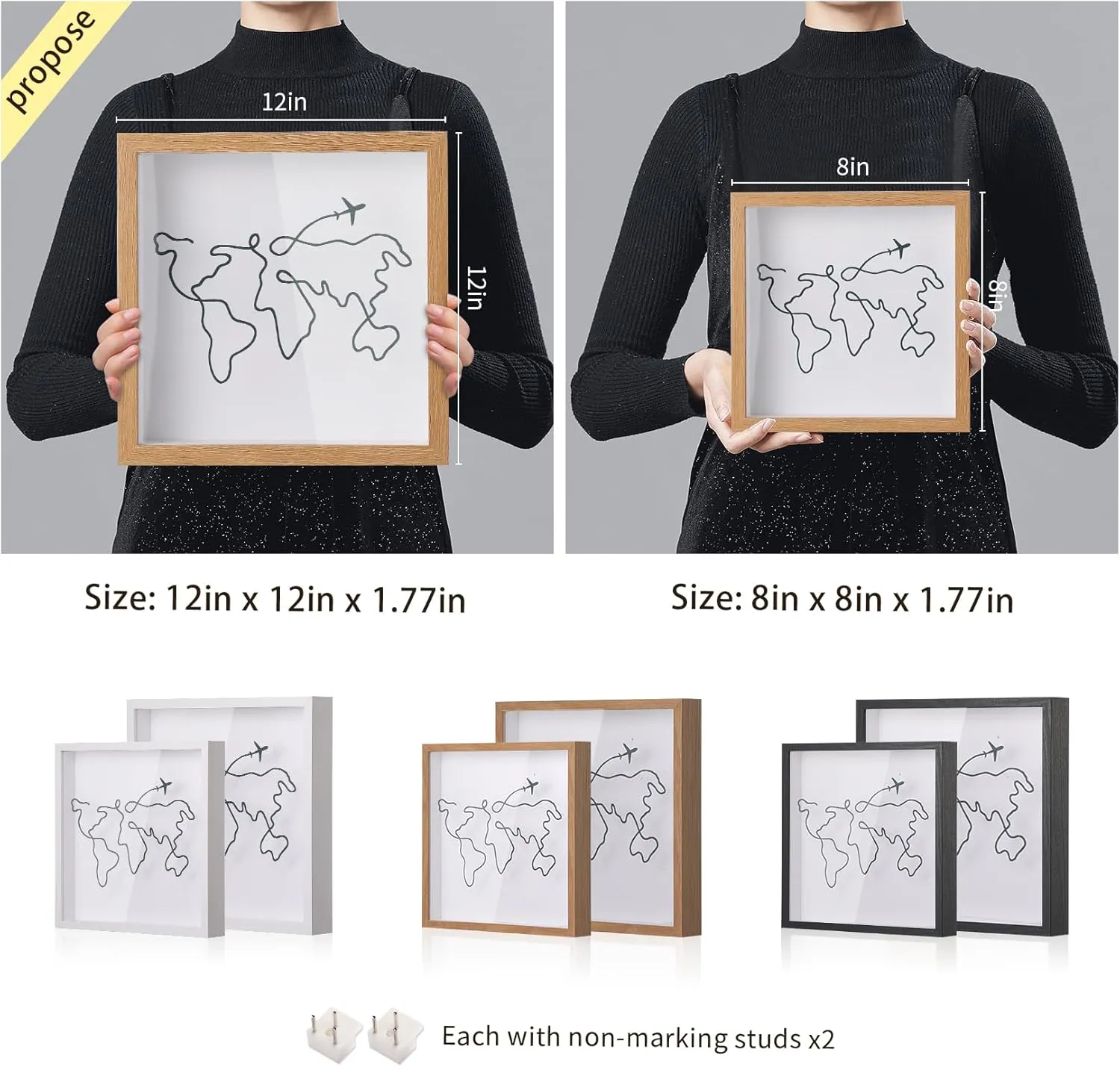 Travel Adventure Archive Shadow Box For Memories,8&12Inch Concert Travel Ticket Stub Memory Top Loading Shadow Keepsake Box With Slot On Top,life In a Shadow Box Travel Frame(Brown, 12x12)