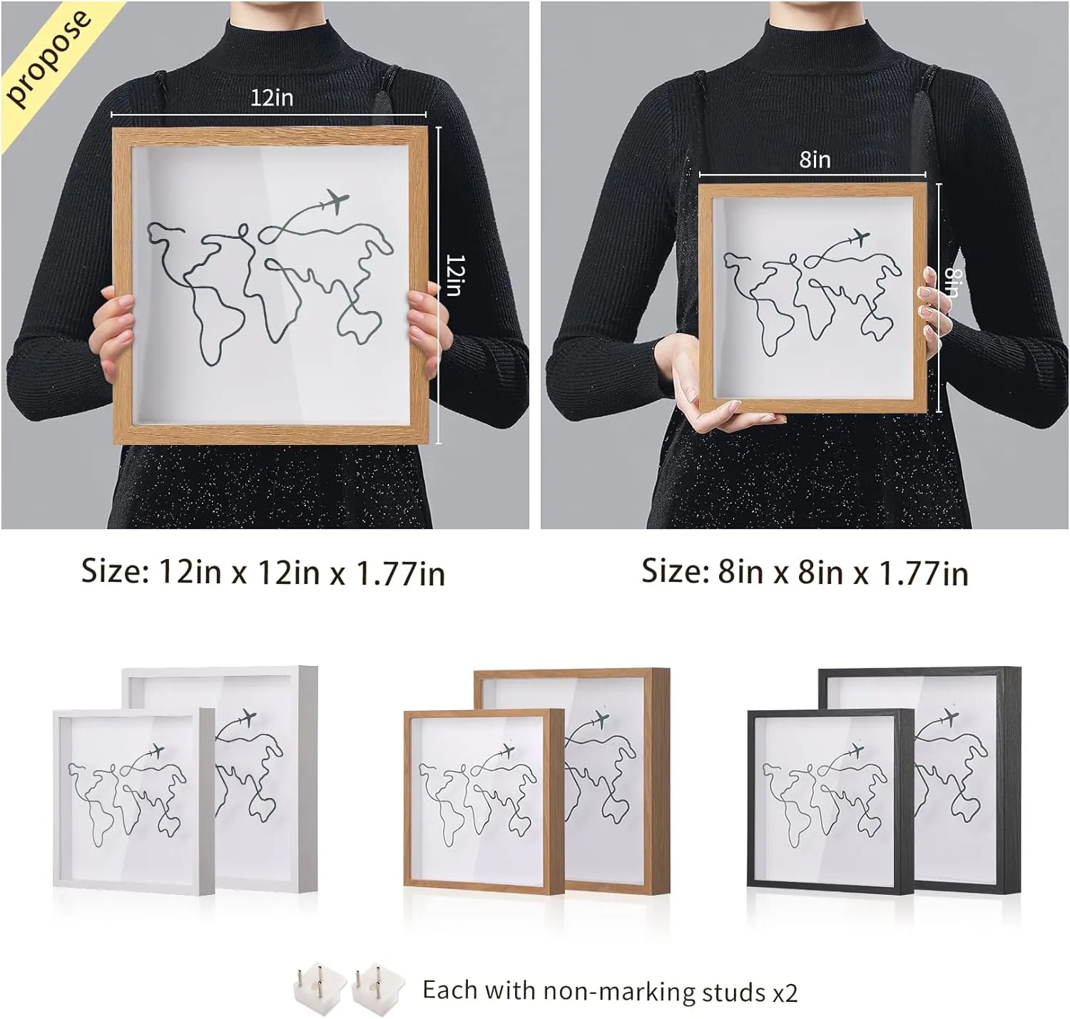 Travel Adventure Archive Shadow Box for Memories,8&12Inch Concert Travel Ticket Stub Memory Top Loading Shadow Keepsake Box with Slot On Top,Life in a Shadow Box Travel Gift Frame(Brown, 8x8)