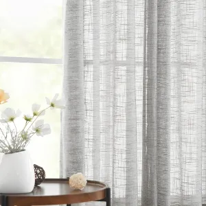 Treatmentex Grey Semi Sheer Curtains for Living Room 84 inch Long Linen Textured Sheer Window Panels for Bedroom Light Filtering Rustic Curtain Drapes Grommet Top 52" W 2 Panels