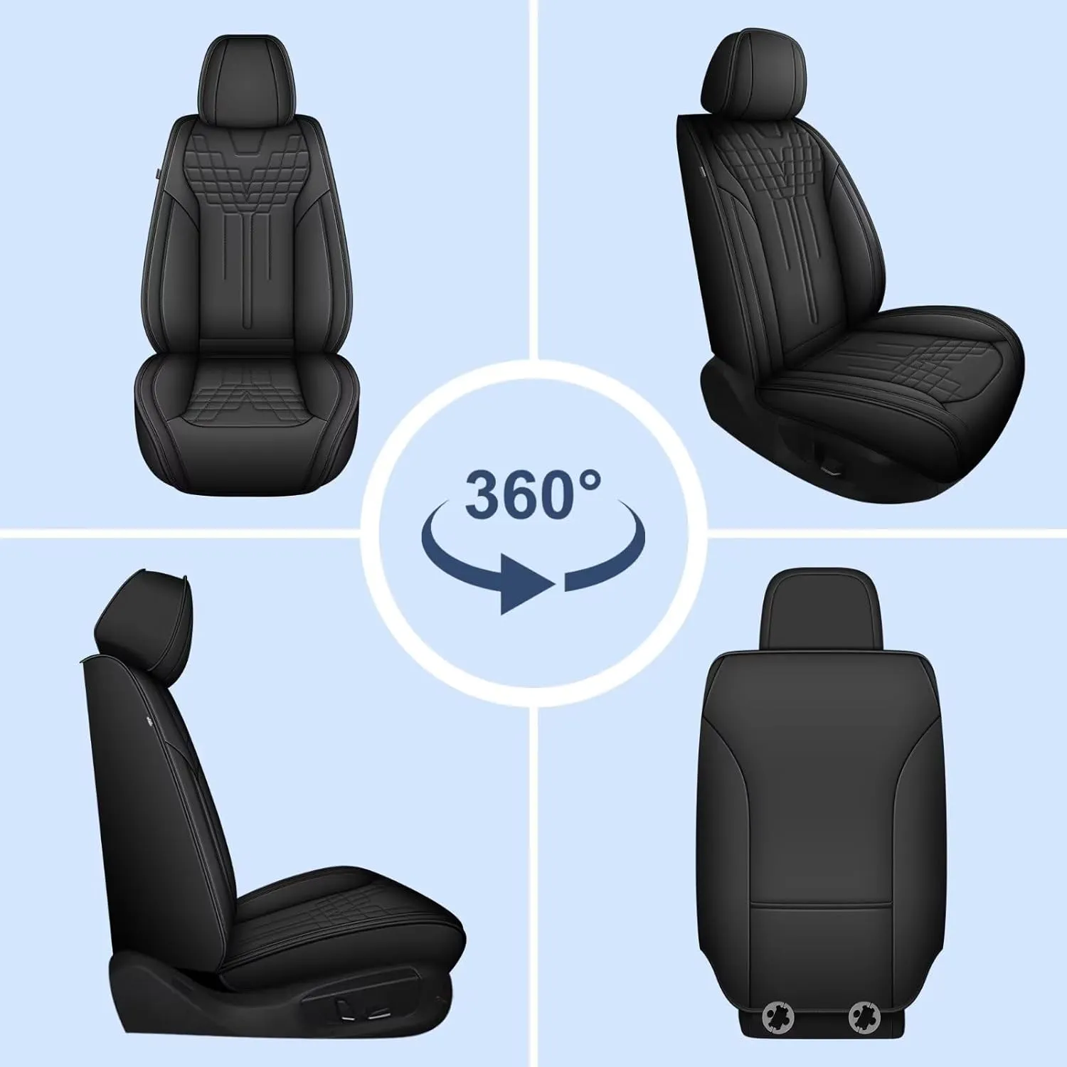 TTX LIGHTING 2 Front Seat Covers Fit for Jeep Patriot 2010-2017 Automotive Seat Covers Waterproof Faux Leather Seat Cushions Protector Compatible with Airbag(2 Seats,Black)