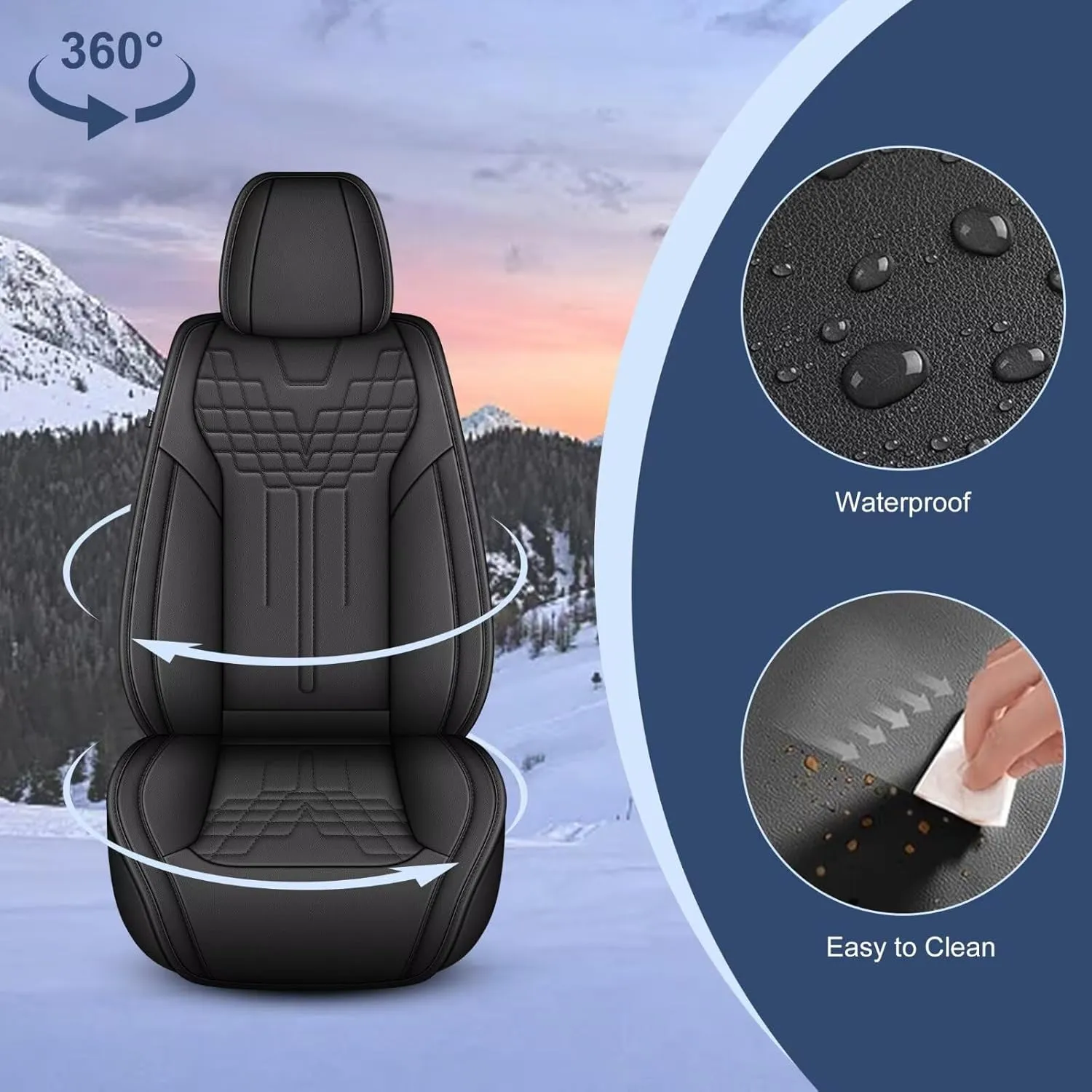 TTX LIGHTING 2 Front Seat Covers Fit for Jeep Patriot 2010-2017 Automotive Seat Covers Waterproof Faux Leather Seat Cushions Protector Compatible with Airbag(2 Seats,Black)