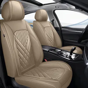TTX LIGHTING 2PCS Car Seat Covers Fit for Jeep Gladiator 2020-2024 2025 Front Seat Covers Waterproof Faux Leather Automotive Seat Protectors Cushions with Airbag Compatible(2 Front Seat,Beige)