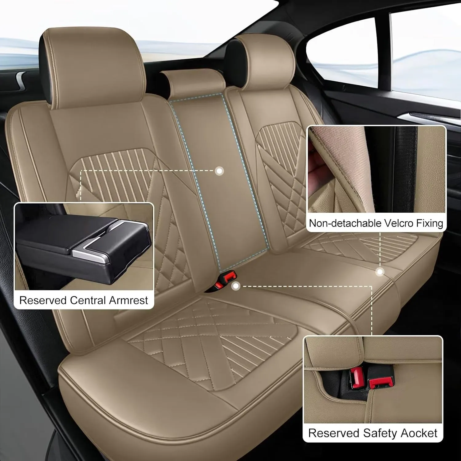 TTX LIGHTING Seat Covers Fit for Jeep Renegade 2015-2023 Full Set Car Seat Covers Waterproof Faux Leather Automotive Seat Protectors Cushion with Airbag Compatible(5 Seat,Beige)