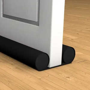 Twin Door Stoppers - 36" Cuttable Gap Filler, Reduces Cold Air, Light & Noise - Fits 30" to 36" Doors - Black Weather Stripping