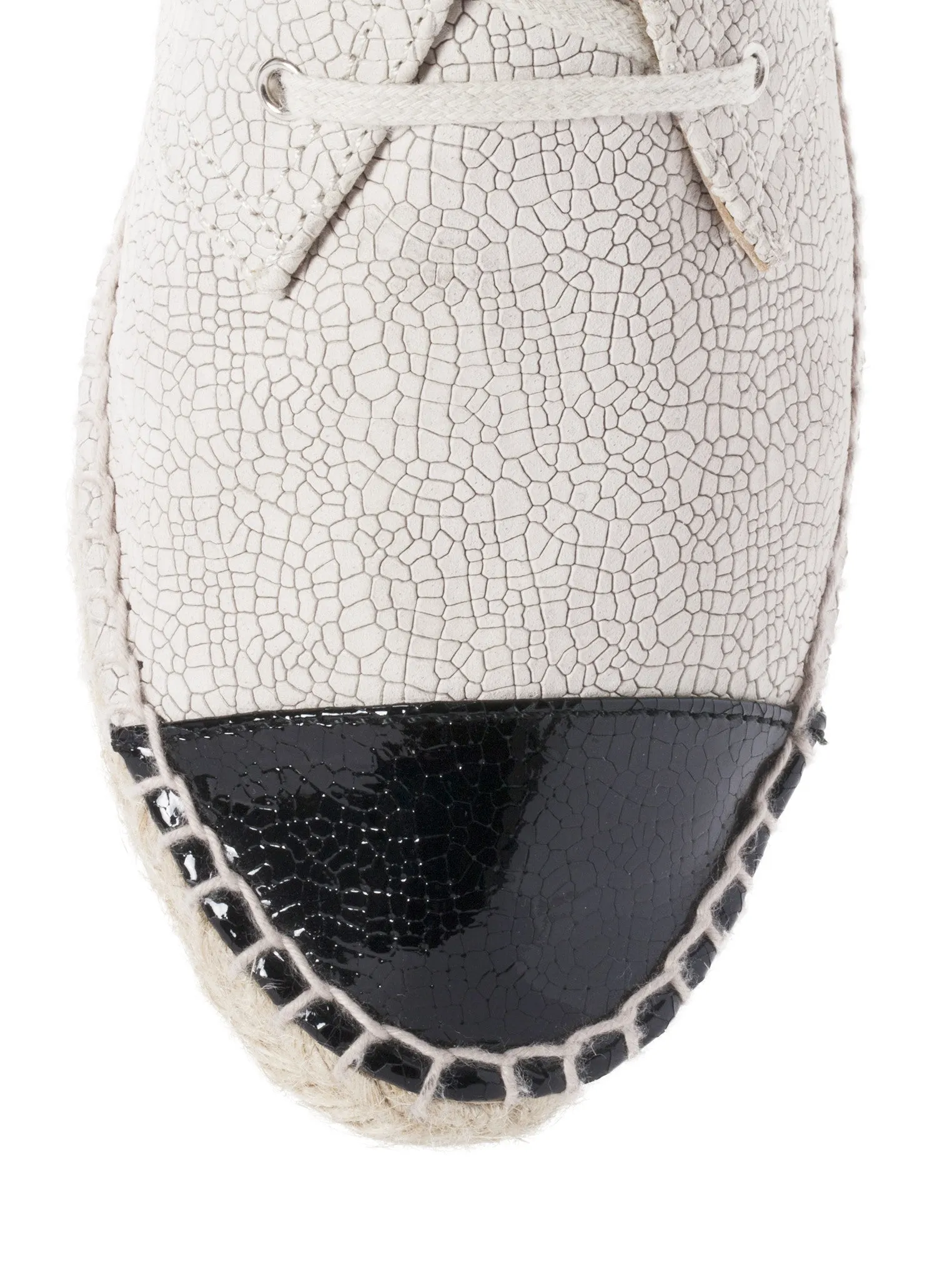Two-Tone Calfskin Espadrille Sneakers - Light Beige / Black