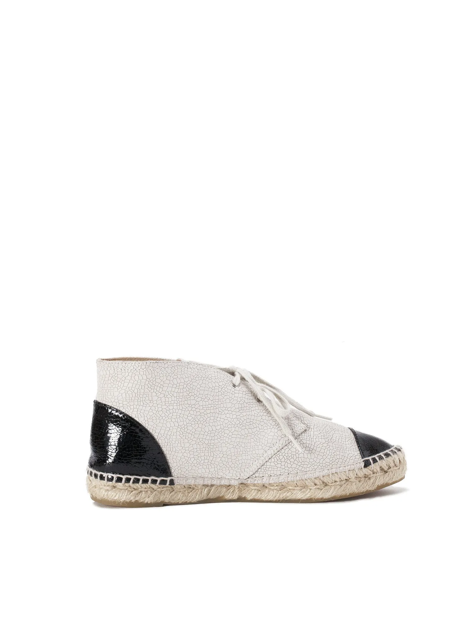 Two-Tone Calfskin Espadrille Sneakers - Light Beige / Black